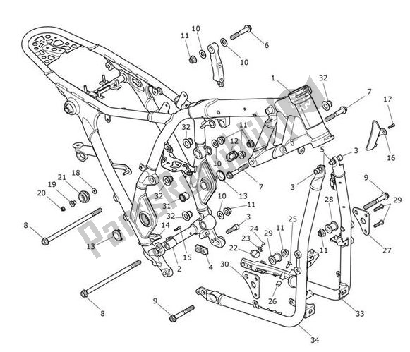 All parts for the Main Frame Assembly of the Triumph Scrambler 1200 XC UP TO AE 9097 2019 - 2020