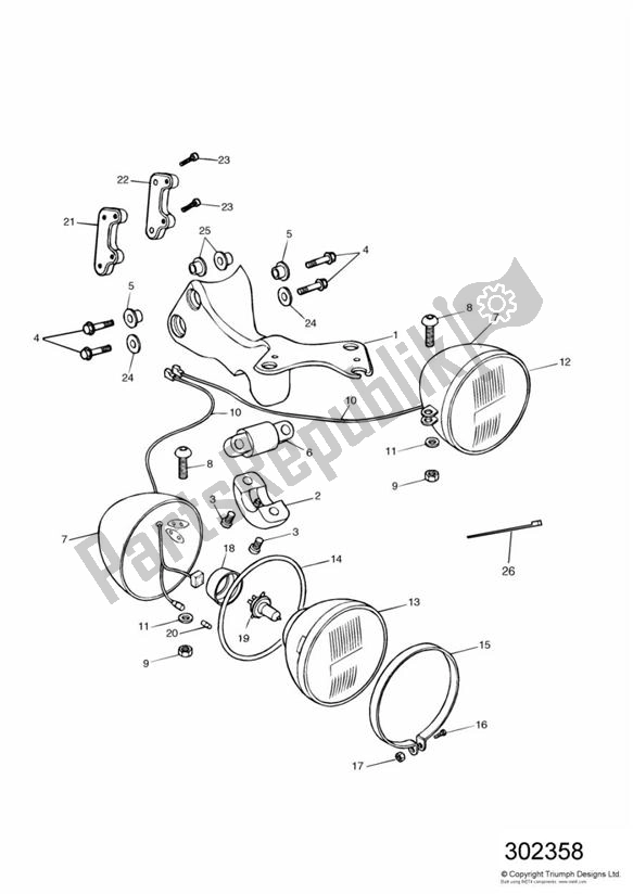 Alle onderdelen voor de Koplamp van de Triumph Speed Four 599 2002 - 2006