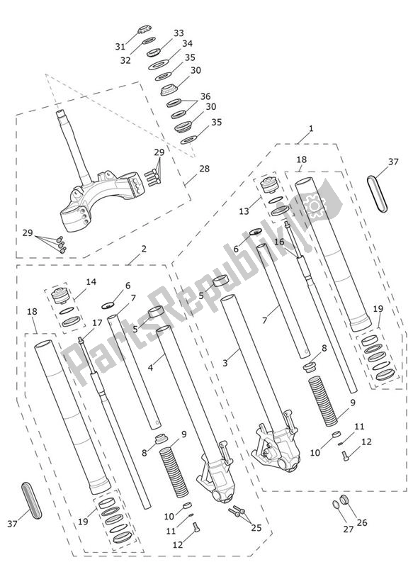 Tutte le parti per il Sospensioni Anteriori del Triumph Rocket 3 GT Black 2458 2021