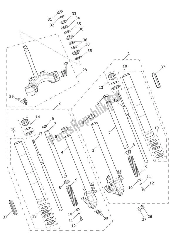 Tutte le parti per il Sospensioni Anteriori del Triumph Rocket 3 R Black 2458 2021