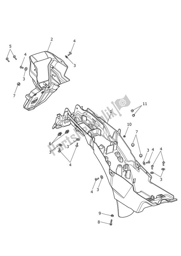 All parts for the Mudguard Rear - Explorer Xca of the Triumph Explorer XCA 1215 2015 - 2017