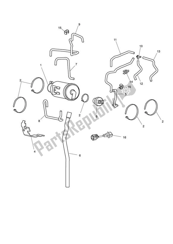 Wszystkie części do Evap System California Roadster Only Triumph Rocket III Roadster 2294 2010 - 2017