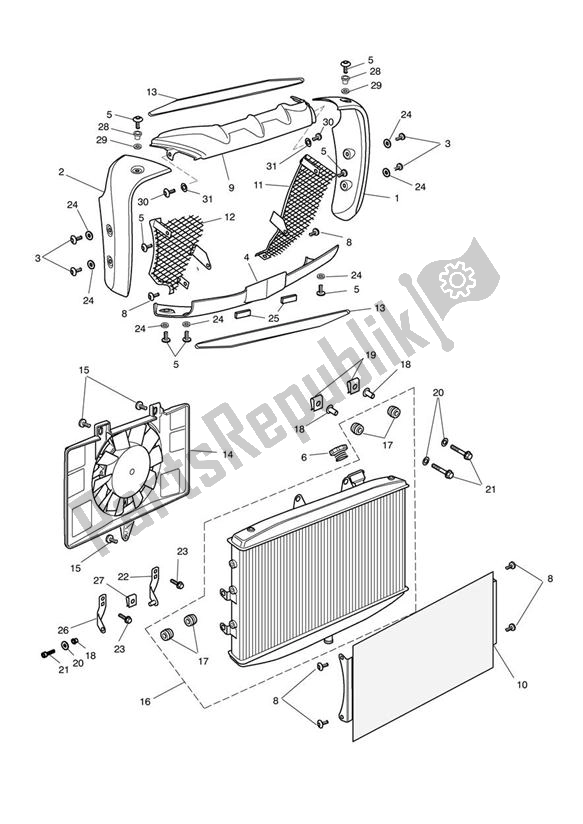 Tutte le parti per il Cooling Fairing del Triumph Rocket III Roadster 2294 2010 - 2017