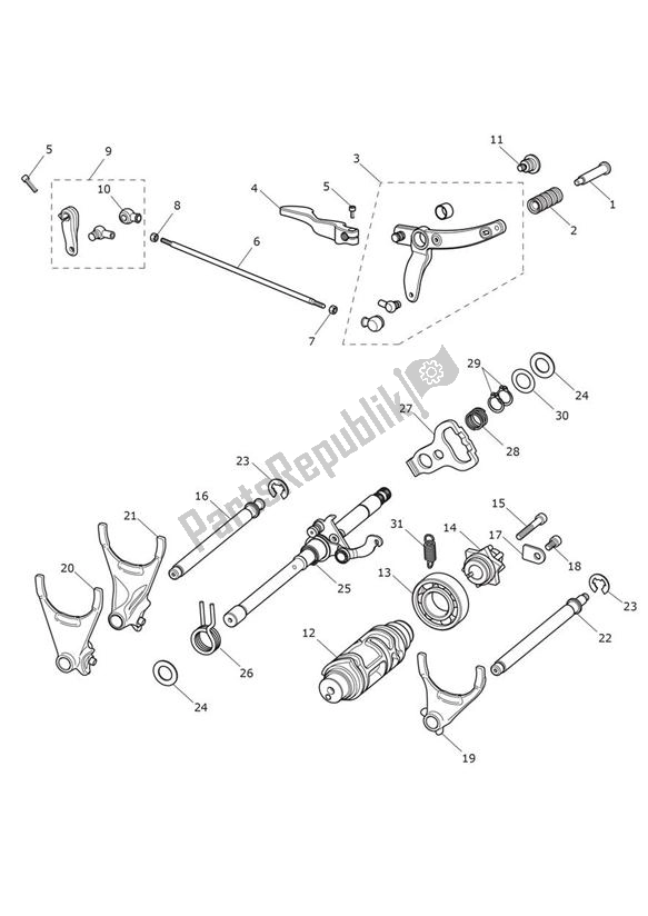 Tutte le parti per il Gear Selector Drum Gear Selection Shaft del Triumph Thunderbird Commander 1699 2014 - 2016