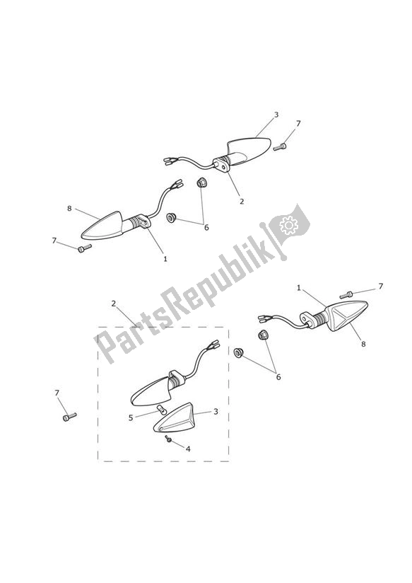 Toutes les pièces pour le Indicator du Triumph Tiger XCX UP TO VIN 855531 1215 2015 - 2017