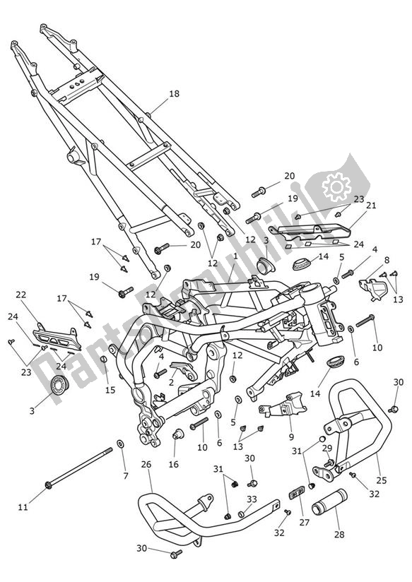 Todas as partes de Montagem Da Estrutura Principal do Triumph Tiger 900 Rally PRO UP TO BP 4995 888 2020 - 2021