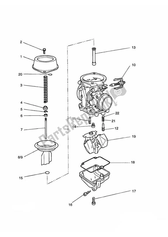 All parts for the Carburator Parts Mikuni Us & Row of the Triumph Adventurer UP TO VIN 71698 885 1996 - 1998