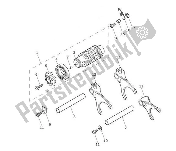 All parts for the Gear Selector Drum of the Triumph Tiger XRT From VIN 855532 1215 2018 - 2021