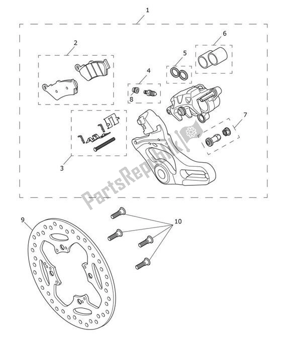 All parts for the Break Rear of the Triumph Scrambler 1200 XC UP TO AE 9097 2019 - 2020