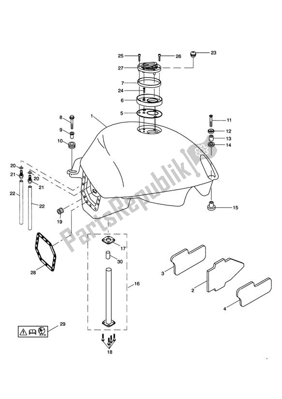 Todas as partes de Tanque De Combustível do Triumph Sprint RS 955 From VIN 139277 2002 - 2004