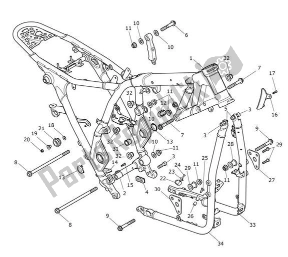 Tutte le parti per il Main Frame Assembly del Triumph Scrambler 1200 XE UP TO AC 8498 2019 - 2021