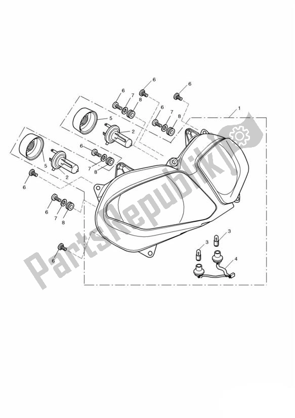All parts for the Headlight From Vin186151 of the Triumph Daytona 955I From VIN 132513 1997 - 2006