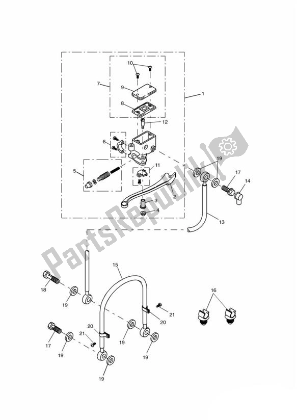 All parts for the Master Cylinder Assy Front of the Triumph Tiger 885I T 709 1999 - 2001