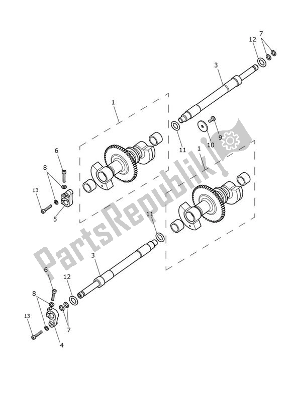 All parts for the Balancer Shaft of the Triumph Bobber From AC 1196 1200 2017 - 2021