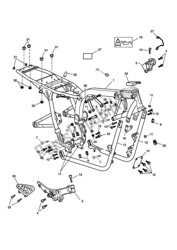 All parts for the Main Frame Assembly of the Triumph Thruxton EFI 865 2008 - 2016