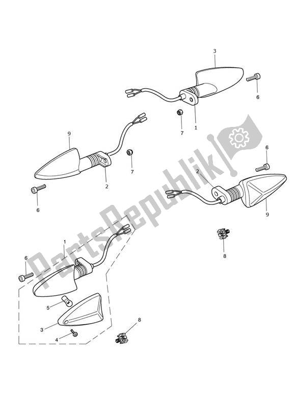 Alle onderdelen voor de Indicator van de Triumph Speed Triple 1050 From VIN 461332 2005 - 2010