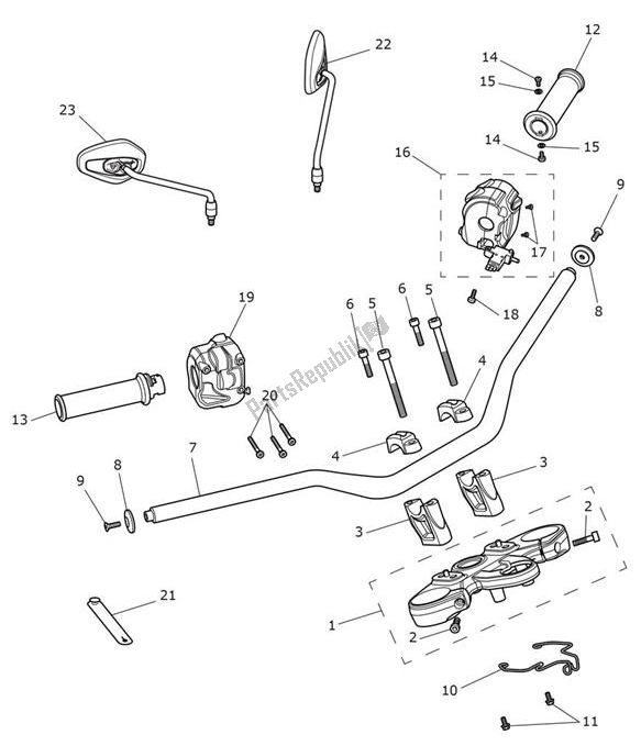 All parts for the Handlebar Switch of the Triumph Tiger 1200 XR 1215 2018 - 2020