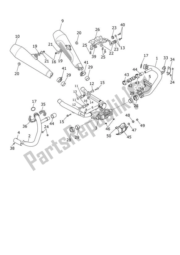Todas as partes de Exhaust - Speed Twin From Vin Ae2311 do Triumph Speed Twin From VIN AE 2311 1200 2021 - 2024