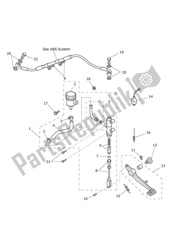 Toutes les pièces pour le Master Cylinder Assy Rear du Triumph Daytona R From VIN 564948 675 2017 - 2018