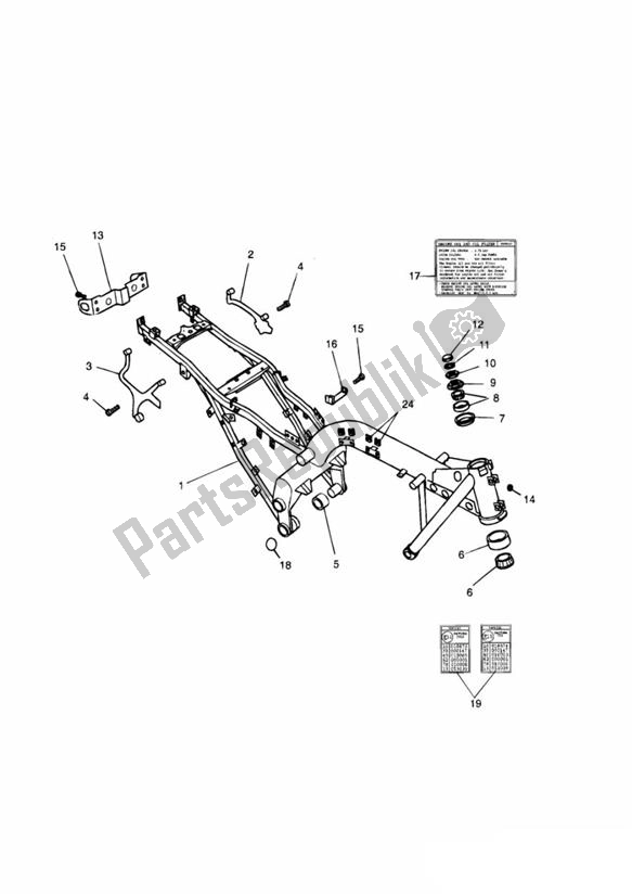 Todas as partes de Montagem Da Estrutura Principal do Triumph Daytona 750 & 1000 748 1990 - 1993