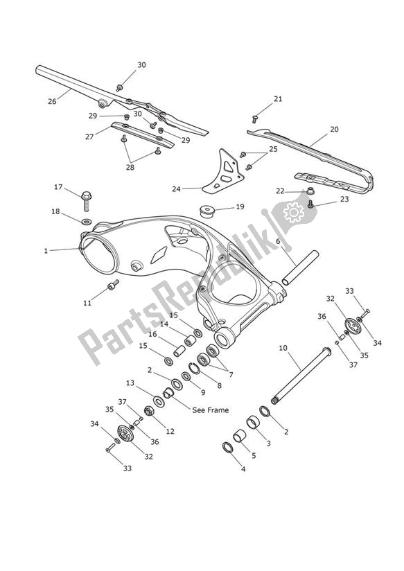 All parts for the Swingarm of the Triumph Speed Triple R From VIN 735437 1050 2016 - 2018