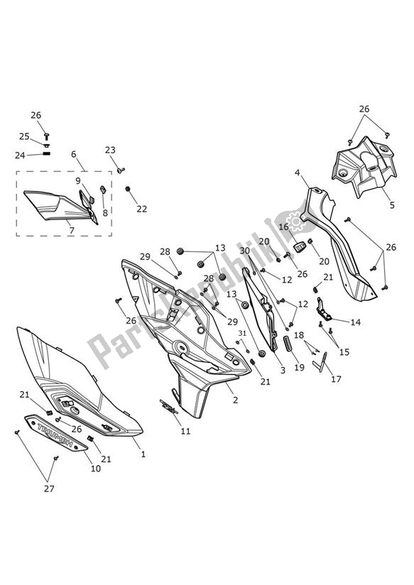 All parts for the Fairing Right - Explorer Xrx of the Triumph Explorer XRX 1215 2015 - 2018
