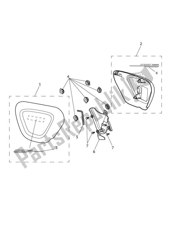 All parts for the Fairing Laterally From 914973 - Street Twin Up To Vin Ab9714 of the Triumph Street Twin UP TO VIN AB 9714 900 2016 - 2018