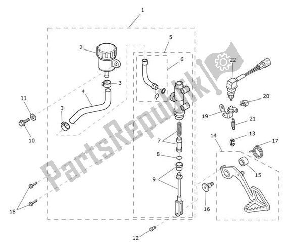 Todas las partes para Master Cylinder Assy Rear de Triumph Tiger XRX From VIN 855532 1215 2018 - 2021