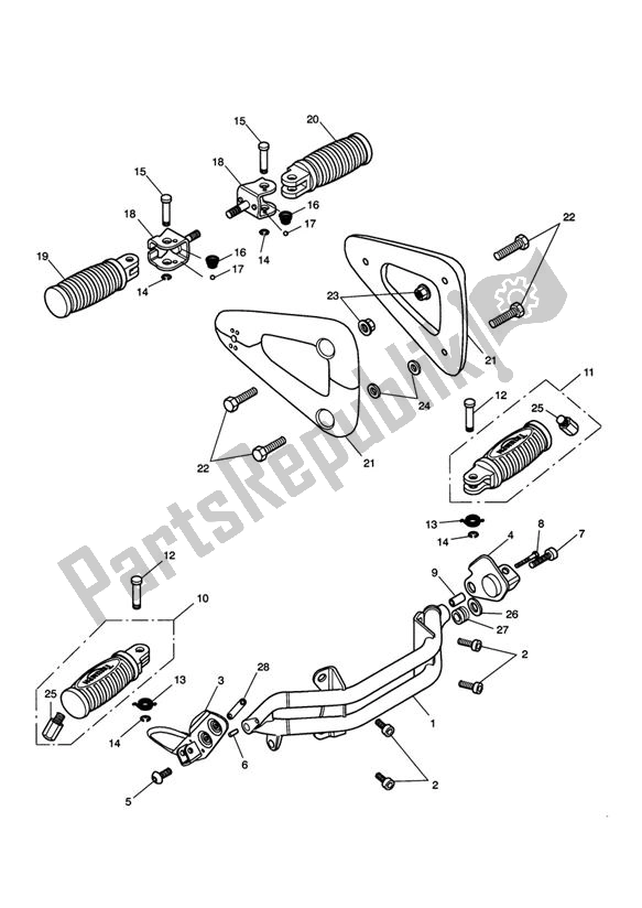 All parts for the Footrests of the Triumph Speedmaster EFI UP TO VIN 469049 865 2007 - 2011