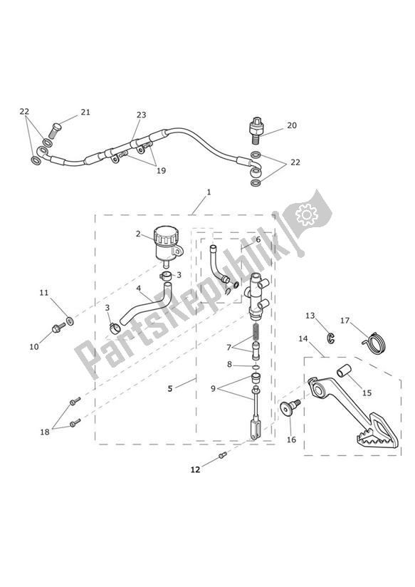 Wszystkie części do Master Cylinder Assy Rear Triumph Tiger 800 2010 - 2020