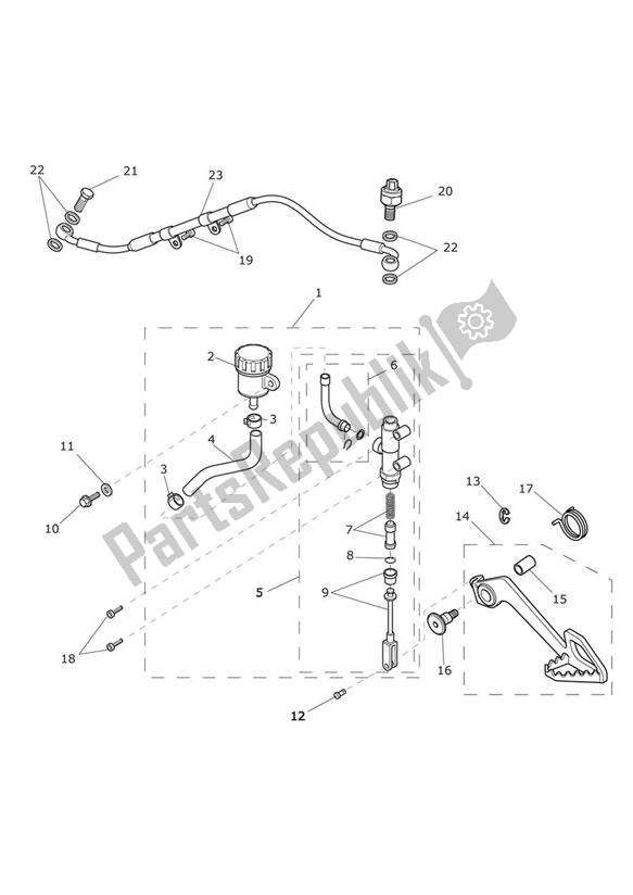 Todas las partes para Master Cylinder Assy Rear de Triumph Tiger 800 XC 2010 - 2020