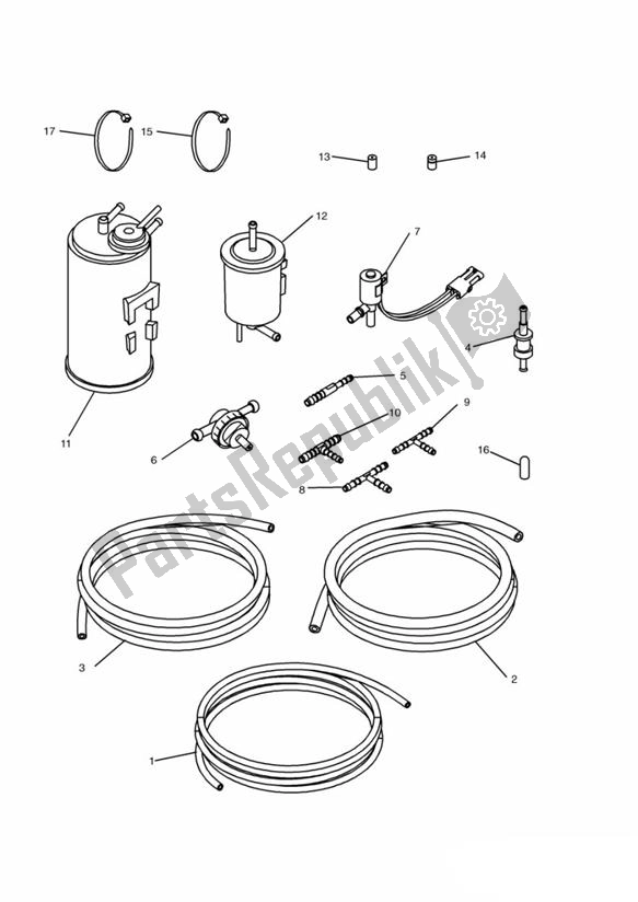 Alle onderdelen voor de Evap System California Up To Vin 161320 van de Triumph Thunderbird 900 885 1995 - 2004