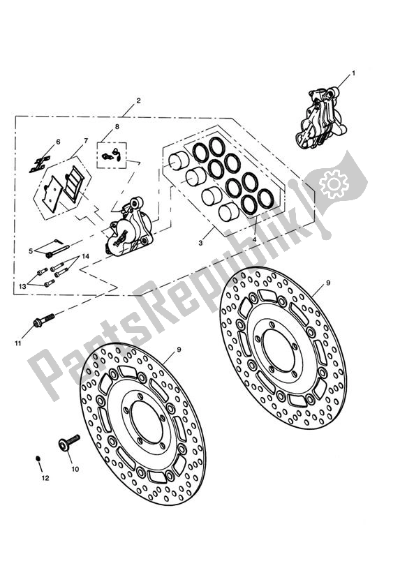 All parts for the Break Front of the Triumph Rocket III 2294 2004 - 2012
