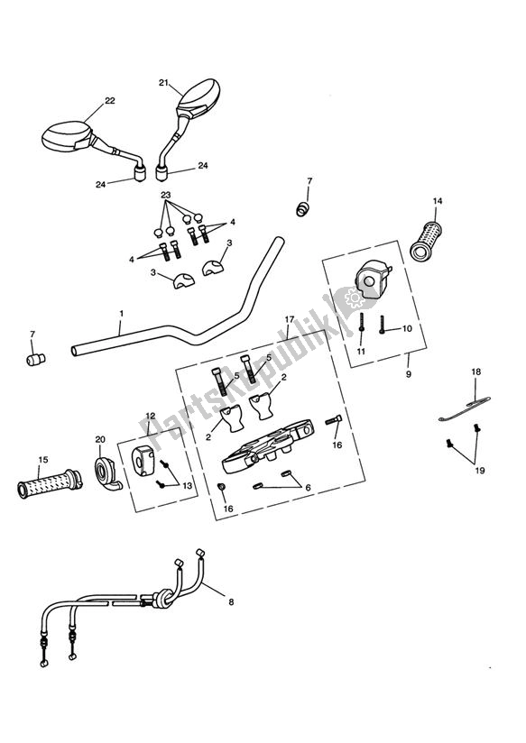 Todas as partes de Handlebar Switch do Triumph Speed Triple 1050 UP TO VIN 333178 2005 - 2010