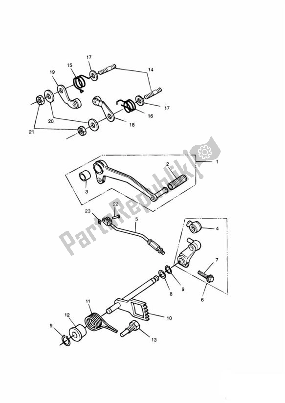 Todas as partes de Gear Selection Shaft From Vin2484 do Triumph Daytona 750 & 1000 748 1990 - 1993