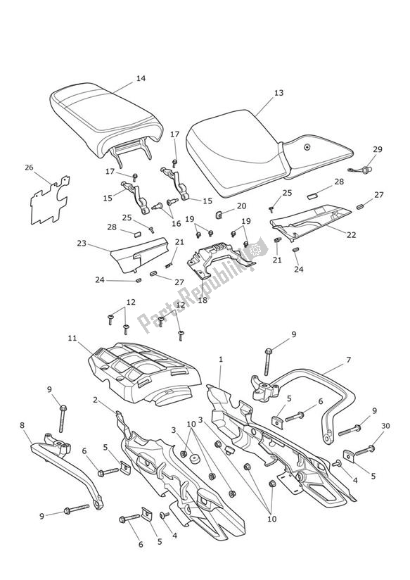 Toutes les pièces pour le Fairing Rear Seats du Triumph Tiger XRX From VIN 855532 1215 2018 - 2021