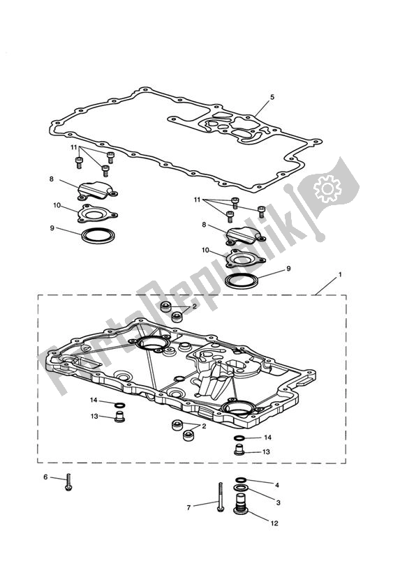 Todas as partes de Oil Sump From Engine217501 do Triumph Rocket III 2294 2004 - 2012