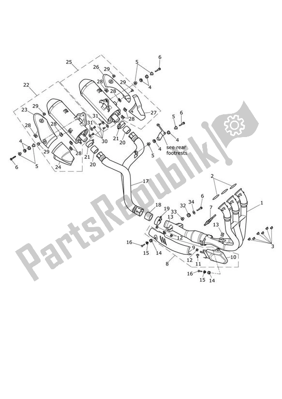 Tutte le parti per il Scarico del Triumph Speed Triple R UP TO VIN 735436 1050 2012 - 2016