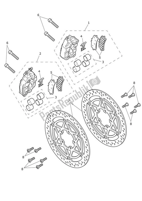 All parts for the Break Front of the Triumph Speed Triple 1200 RR 1160 2021 - 2024