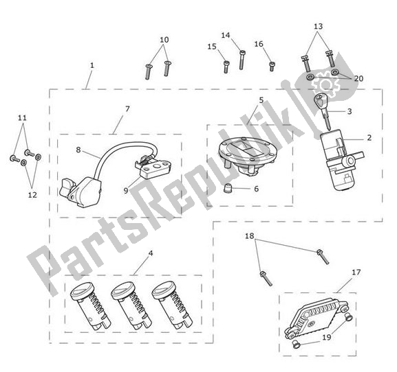 All parts for the Lockset Ignition of the Triumph Tiger XRT From VIN 855532 1215 2018 - 2021