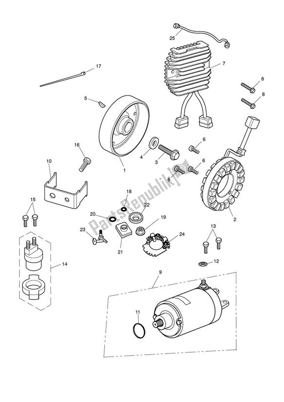 Alle onderdelen voor de Starter Generator van de Triumph Sprint GT 1050 2011 - 2016