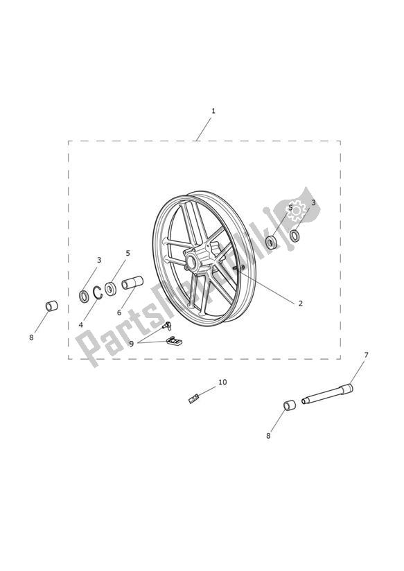 All parts for the Front Wheel of the Triumph Tiger XRT UP TO VIN 855531 1215 2015 - 2017