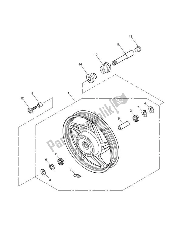 All parts for the Front Wheel of the Triumph Speedmaster EFI UP TO VIN 469049 865 2007 - 2011