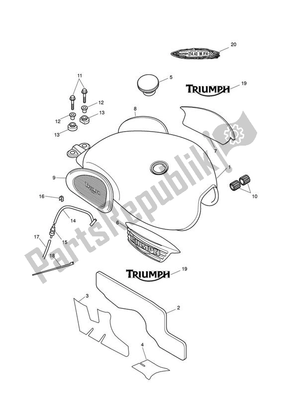 All parts for the Fueltank Standard of the Triumph Bonneville T 100 EFI & Black 900 2017 - 2021