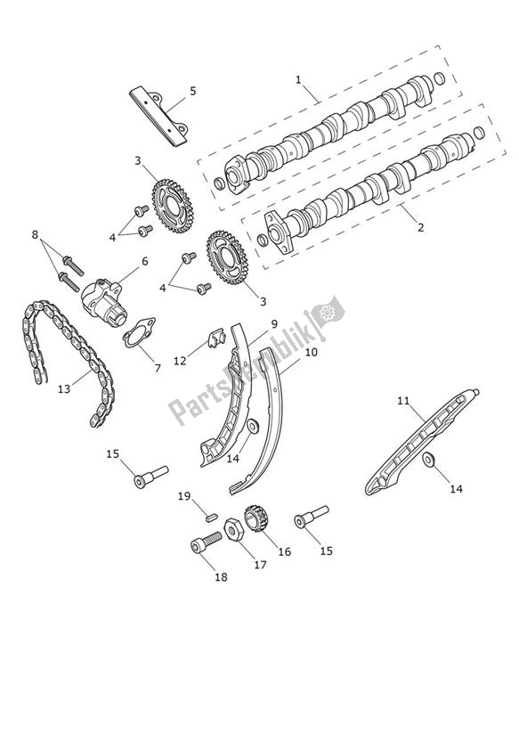 Alle onderdelen voor de Camshafts van de Triumph Speed Triple 1200 RR 1160 2021 - 2024