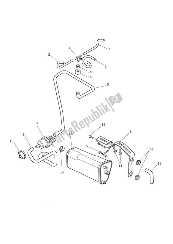 All parts for the Evap System Up To Vin 761795 of the Triumph Tiger XR UP TO VIN 855531 1215 2015 - 2017