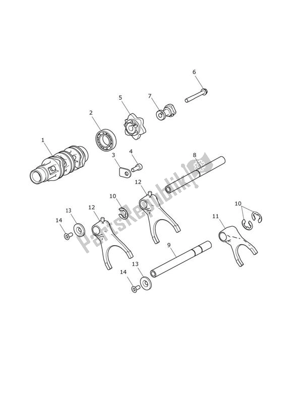 Tutte le parti per il Gear Selector Drum Gear Selector Forks del Triumph Trophy 1215 2013 - 2017