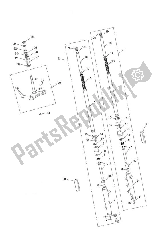 All parts for the Front Suspension of the Triumph Thunderbird Night/storm 1699 2011 - 2017