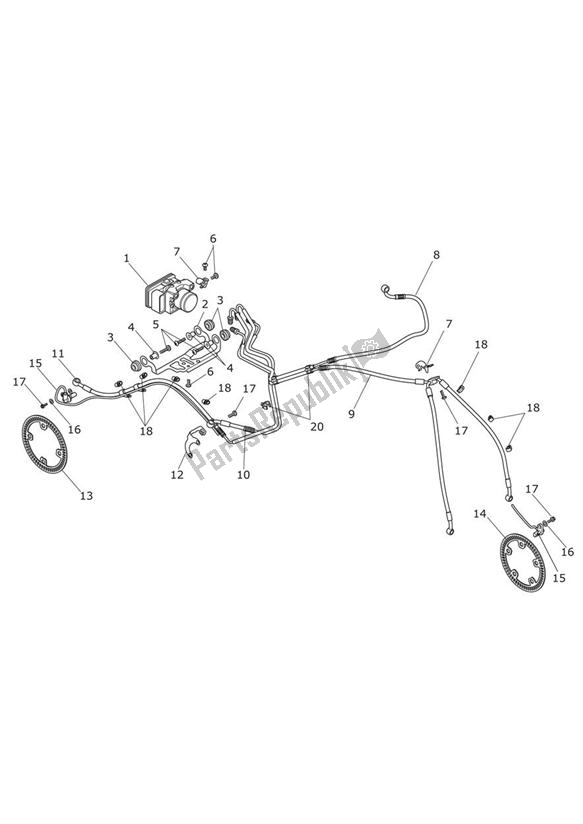 Alle onderdelen voor de Abs van de Triumph Street Triple R & RX From VIN 560477 675 2012 - 2016