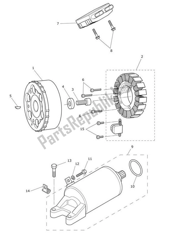 Todas las partes para Starter Generator de Triumph Tiger XCX From VIN 855532 1215 2018 - 2020